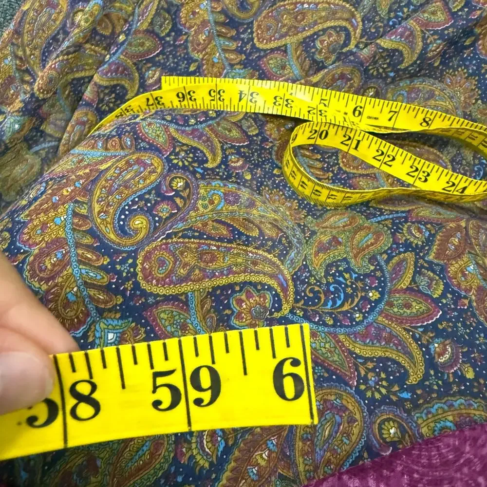 Vintage Y2k Paisley Retro Silk Print Sheer Shawl Women's Scarf 59x24